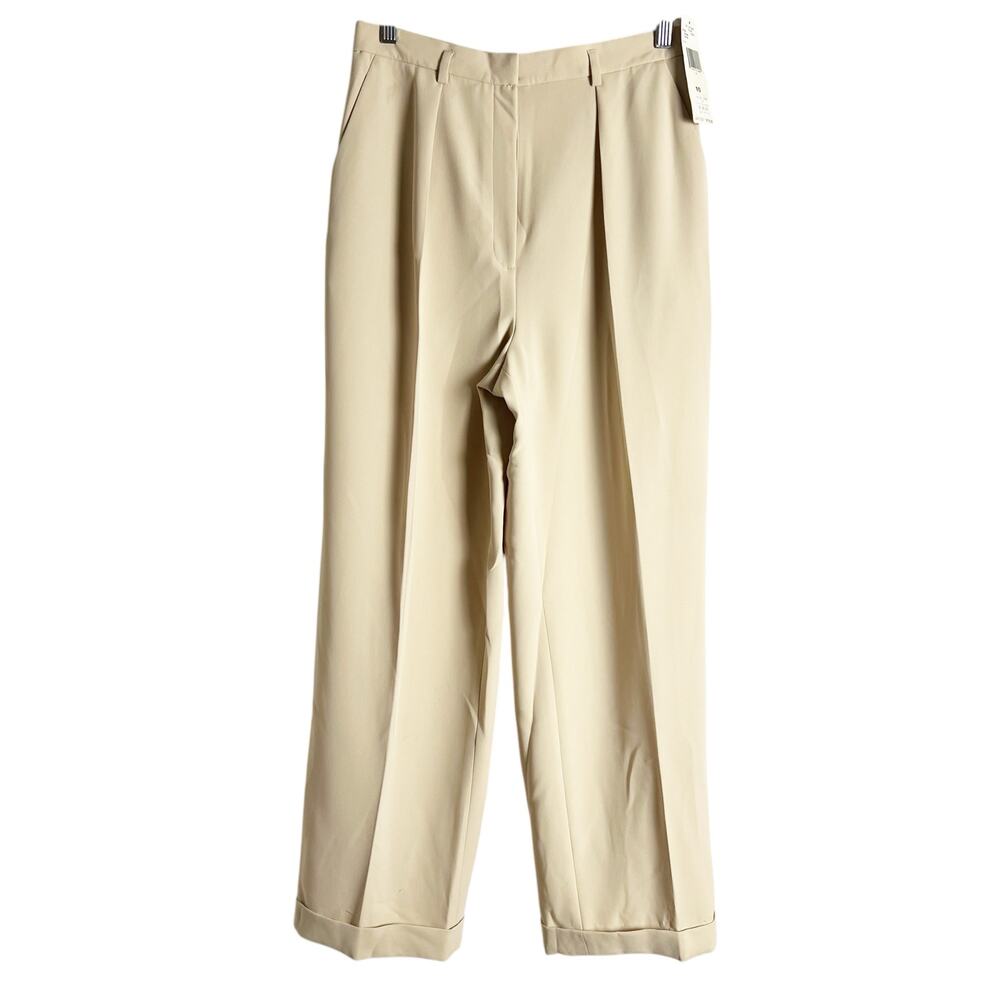 Jones New York Vintage Khaki Tan Pleated Wide Leg Trouser Dress Pants Size 10